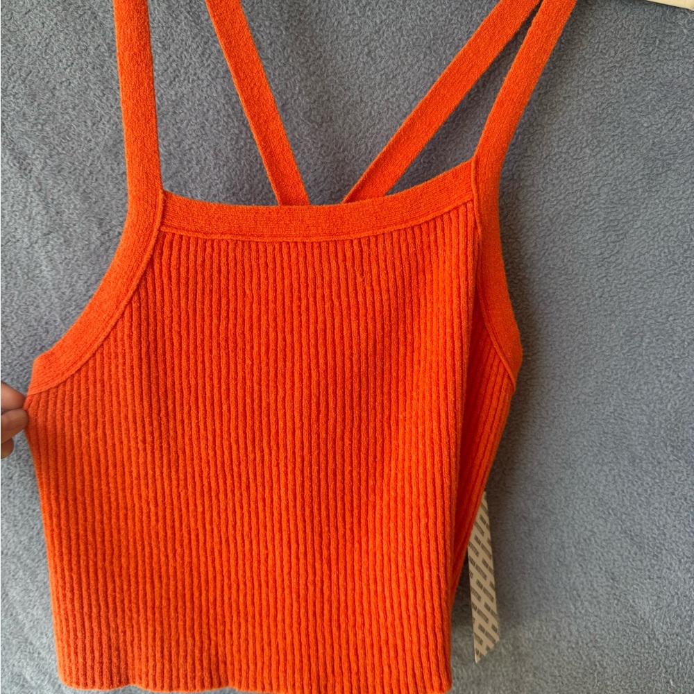Orange Ribbed Women's Top